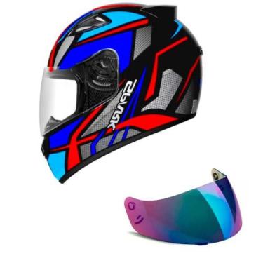 Imagem de Capacete Ebf New Spark Spider Preto Azul e Vermelho Mais Viseira Camal