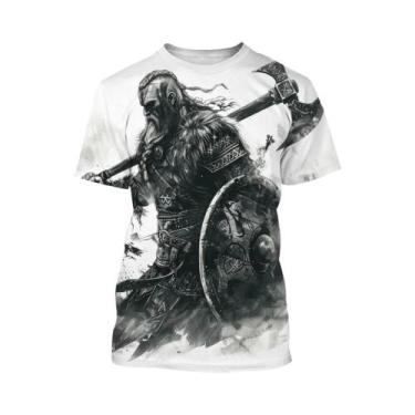 Imagem de Camiseta Masculina Preta E Branca Com Padrão De Tatuagem 3D De Manga C