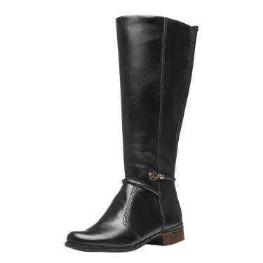 Imagem de Bota Feminina Over Couro Resistente Elegante Conforto Pegada