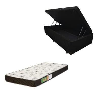 Imagem de Cama Box Baú Solteiro Blindada com Colchão Solteiro Espuma D20 12cm - 