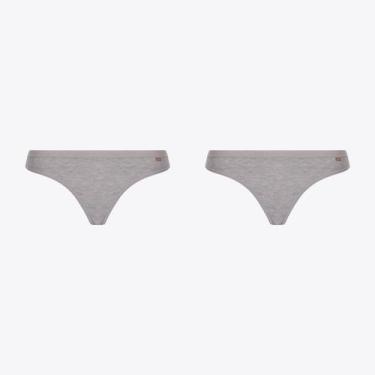 Imagem de Kit 2 Calcinhas Lupo Loba Algodão Fio Dental 40355-001, Cinza, G