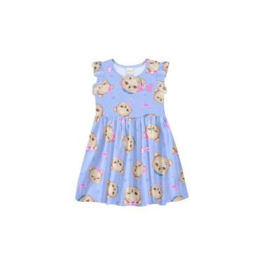 Imagem de Vestido Bebê Infantil Manga Curta Alakazoo Ref. 46600, Azul, 3