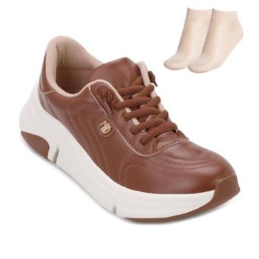 Imagem de Tênis Casual Modare M-B e Meia MD25-74011, Marrom, Bege, 37