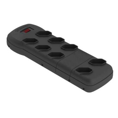 Imagem de Filtro de Linha Bivolt 8 Tomadas Preto 10A Qualitronix, QFL8P