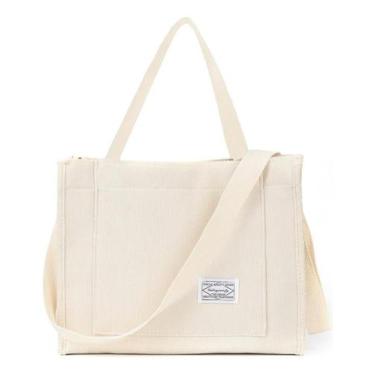 Imagem de Bolsa Feminina Nylon Grande Veludo Passeio Academia - Alwy, Branco