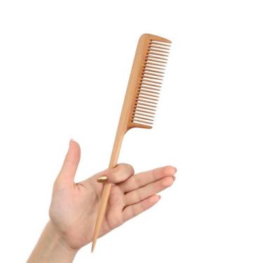 Imagem de Pente de madeira de dentes largos Dark Profesyonel Ahap feito à mão