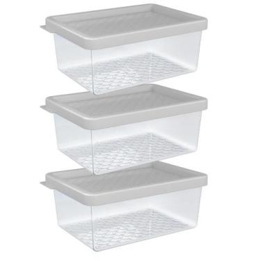 Imagem de Kit 3 Pote Organizador Multiuso P 0,6L Transparente Plástico Cozinha G