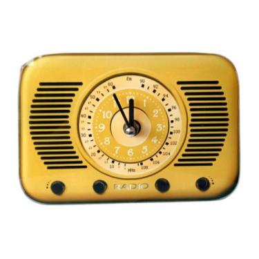Imagem de RELÓGIO DE MESA MODELO RÁDIO ANTIGO 18,5x12,5x4,5CM AMARELO. - BOM YEA