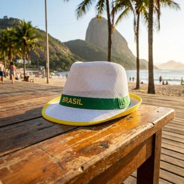 Imagem de Chapéu Malandrinho Brasil Branco Festa Copa Carnaval Eventos