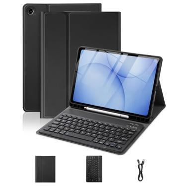 Imagem de XCHYTECHER Capa com teclado para Samsung Galaxy Tab A9 Plus 11 polegadas (SM-X210/X215/X216/X218), teclado removível recarregável com porta de carregamento tipo C, capa para tablet A9+ 2023 5G (preto)