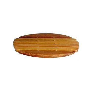 Imagem de Descanso de Panela de Madeira Oval 21x16CM Rústico para Cozinha Amadei