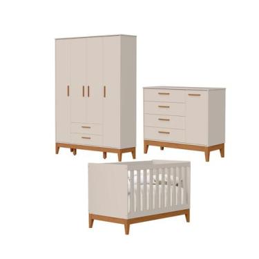 Imagem de Jogo de Quarto para Bebe Completo 4 Portas Flip Areia - MoveisAqui