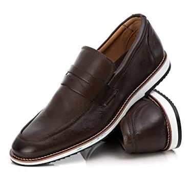 Imagem de Sapato Iate Casual Masculino Brogue Premium Couro Confort Andora Cor:Bege;Tamanho:43