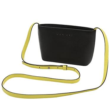 Imagem de Bolsa de Couro Bovino Legítimo Feminina Transversal Mariart Mini Cristal (Preta/Citrus)
