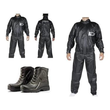 Imagem de Capa De Chuva Jaqueta Calça Pantaneiro Pvc Bota Motoqueiro-M