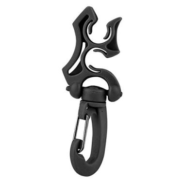 Imagem de Clipe de mergulho para mergulho, aço inoxidável + regulador de mangueira de mergulho PP girado 360°, clipe de mangueira BCD dobrável para mergulho com snorkel (preto)