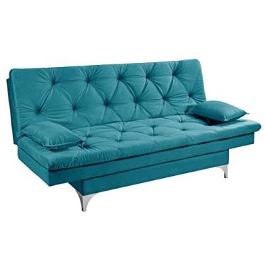 Imagem de Sofa Cama Austria 3 Posições Reclinavel Essencial Estofados Azul Turquesa