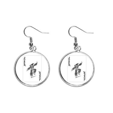 Imagem de Brinco preto Coringa com padrão de cartas de baralho, brincos pendentes prateados, joia feminina