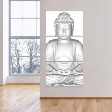Imagem de Quadro Buda Para Sala Quarto Hall 120x60 Mosaico 3 Peças