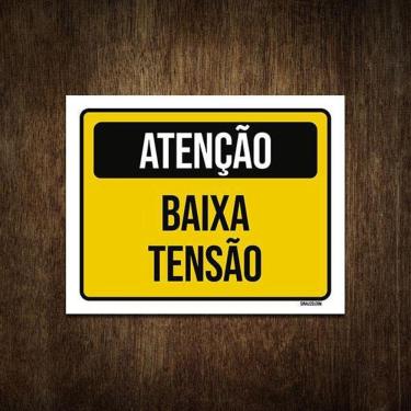 Imagem de Placa De Sinalização - Atenção Aviso Baixa Tensão  18X23