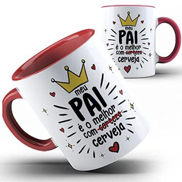 Imagem de Caneca vermelho Pai o melhor com cerveja