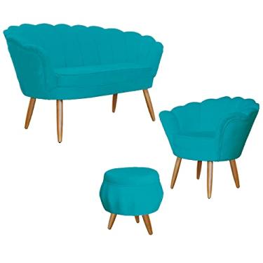 Imagem de Kit Pétala - Namoradeira, Poltrona e Puff Pétala Suede - Ds Estofados