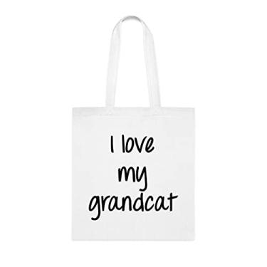 Imagem de Sacola de Grandcato, Sacola I Love My Grandcat, Presente para Grandcato, Bolsa de Ombro para Grandcato, Sacolas Reutilizáveis para Grandcat, Cesta de Natal de Aniversário, Branco