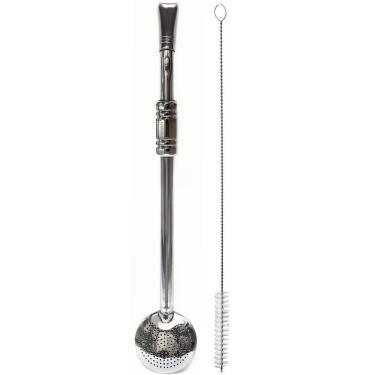 Imagem de Bomba 25cm Para Tererê Chimarrão Aço Inox 304 Bojo Com Rosca