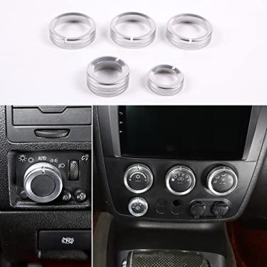 Imagem de PIUGILH Tampa do botão do botão do botão do ajuste do volume do ar condicionado do console central para Hummer H3 2005-2009, 5 peças (prata)