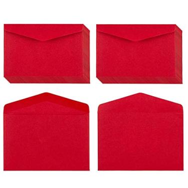 Imagem de Pacote com 120 envelopes Kraft Mini Envelopes de Natal Vermelho e Verdes Pequenos Bolsos autoadesivos para feriados Pequenos Cartões de Presente Convites Notas de Negócios (4,13"×2,73") (Vermelho)