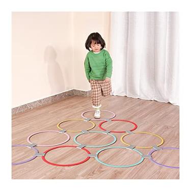 Imagem de Hopscotch Game Kids Hoperscapt Jumping Ring Game-10 Anéis Plásticos Multi-Coloridos e 10 Conectores para Uso Indoor ou Ao Ar Livre-Fun Creative Play Set (Size : 4 sets)