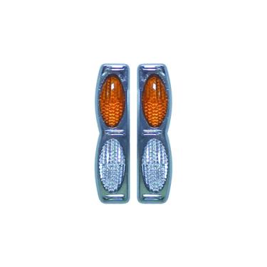 Imagem de Luminoso Protetor de Porta Duplo com Base Cromada Cristal/laranja