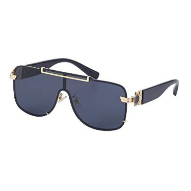 Imagem de Óculos de sol de armação grande feminina sem moldura de uma peça design de luxo moda masculina, 3, tamanho único