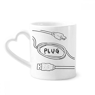 Imagem de Fio de dados USB Plug Line Caneca de desenho à mão Café Cerâmica Copos Copo de Coração de Vidro