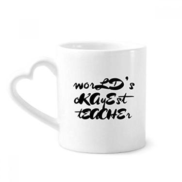 Imagem de Caneca World's Okoyest Teacher Student Quote Coffee Ceramic Drinkware Copo de coração de vidro