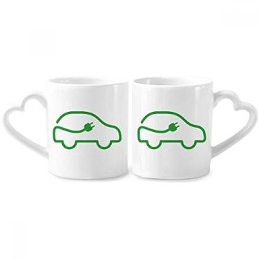 Imagem de Conjunto de canecas de porcelana para casais, proteção do meio ambiente, plugue de linha, energia, veículos, cerâmico, alça de coração