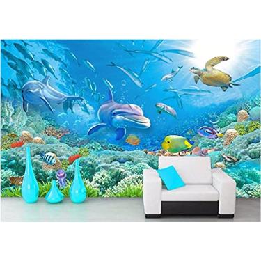 Imagem de Projetos de fotos personalizados murais de parede 3D imagem do mundo do mar coral peixe paisagem decoração pintura papéis de parede para sala de estar 400 cm (L)×280 cm (A)