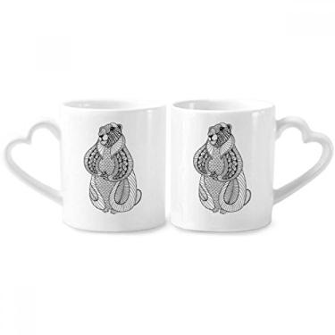 Imagem de Animal Big Mouse Picture Couple Porcelain Mug Set Ceramic Lover Cup Heart Handle