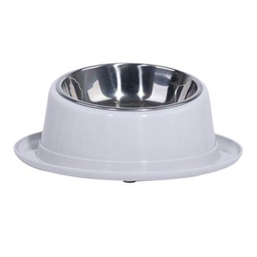Imagem de Balacoo Pets Water Food Feeder Tigela de alimentação de aço inoxidável antiderrapante para cães de gato cinza