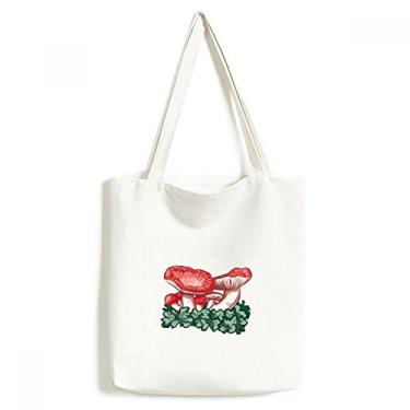 Imagem de Linda bolsa de lona com ilustração de cogumelo venenoso vermelho bolsa de compras casual bolsa de mão