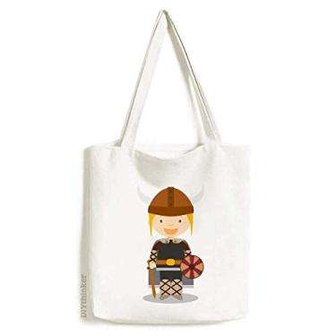 Imagem de Suécia Viking desenho Art Deco presente moda sacola sacola de compras bolsa casual bolsa de mão