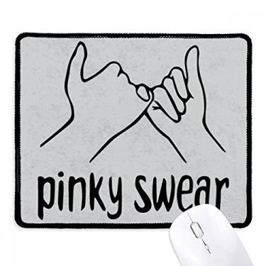 Imagem de Black Pinky Swear Mousepad personalizado para gestos com borda costurada Tapete de borracha para jogos