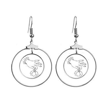 Imagem de Brincos de desenho de linha de lótus religião budista pendente joia círculo gota