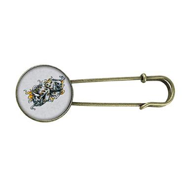 Imagem de Broche de metal retrô com ilustração de efeitos bacana de dados de caveira