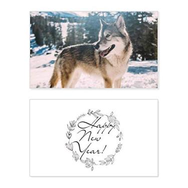 Imagem de Smile White Dog Snow Picture New Year Festival Greeting Card Bless Message Present