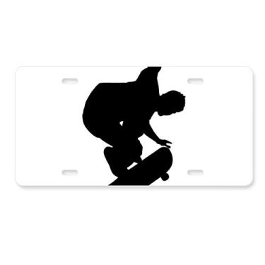 Imagem de DIYthinker Placa de licença para decoração de placa de carro de aço inoxidável para esportes pulando skate