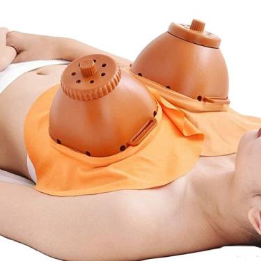 Imagem de 2 peças de latas de moxabustão nas costas massagem corporal sem fumaça ferramenta de rolo de absinto