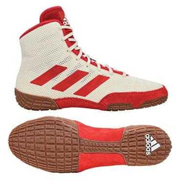 Imagem de adidas Kids' Tech Fall 2.0 Wrestling Shoe, Chalk White/Scarlet/Gum 2, 1.5