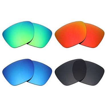 Imagem de Mryok 4 pares de lentes polarizadas de substituição para óculos de sol Oakley Crossrange XL – Stealth Black/Emerald Green/Fire Red/Ice Blue