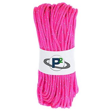 Imagem de Paraquedas fluorescentes reflexivas de 2,4 kg 1,8 mm Paracord em comprimentos de 25", 25", 50", 100", 250", 1000" – Ideal para acampamento, caminhada, corda de barraca, linha de comando, Neon Pink, 1000 Feet